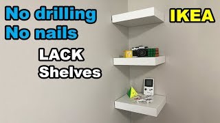 ✅  IKEA Lack shelf no drilling no nails on wall