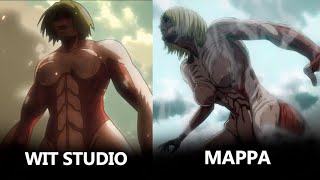 Annie Titan Transformation by WIT STUDIO Vs. MAPPA