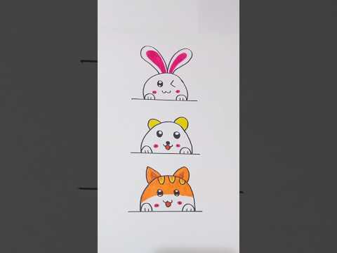 Menggambar 3 karakter animasi gemash lucu #drawing #simpledrawingstepbystep