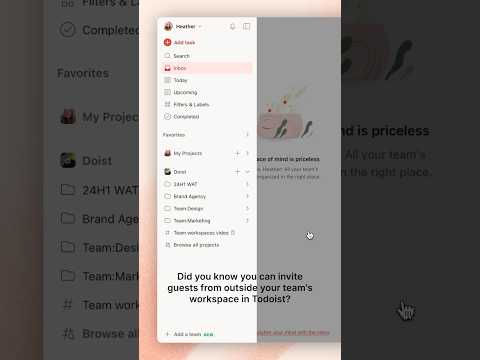 You can easily invite guests to your team workspace projects in Todoist!