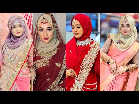 Beautiful Saree with Hijab Styling Ideas//Hijab Styles for Saree Lovers//Easy Hijab Looks with Saree