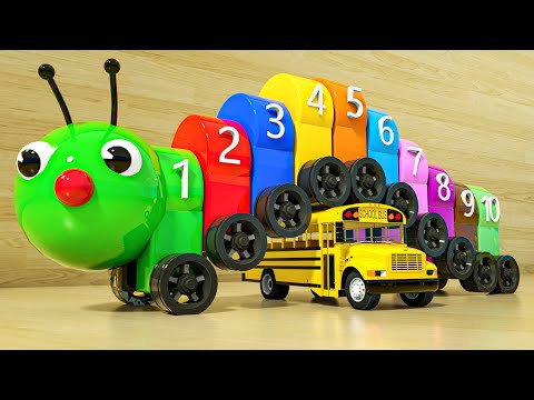 Learning Numbers & Colors for Children with Wooden Caterpillar Toy, Baby Nursery Rhymes & Kids Songs