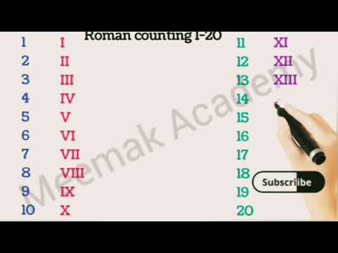 1 To 20 Roman Numbers | 1 To 20 Roman Numerals | 1 To 20 Roman Counting |