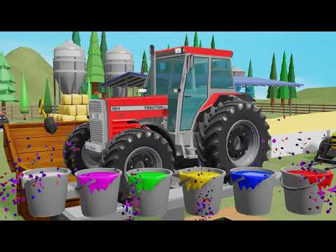 Painying Tractors in a Wooden box for Toddlers That is, building, Assembling and Coloring Tractor