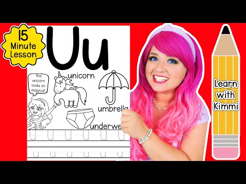 Letter U Color & Trace Worksheet Lesson and Tutorial | Learn with Kimmi The Clown ABC Coloring Book