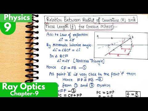 9) Relationship between Radius of curvature and Focal length | R=2f for Concave mirror| Ray optics