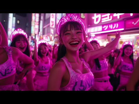 Dancing in Harajuku at night