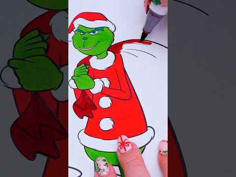 Coloring The Grinch 💚 #christmas #coloring #art #drawing #grinch #holiday #thegrinch #coloringbook