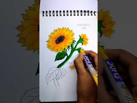 Sunflower drawing with Dom's brush pen #art #easydrawing #sunflower #viralshorts