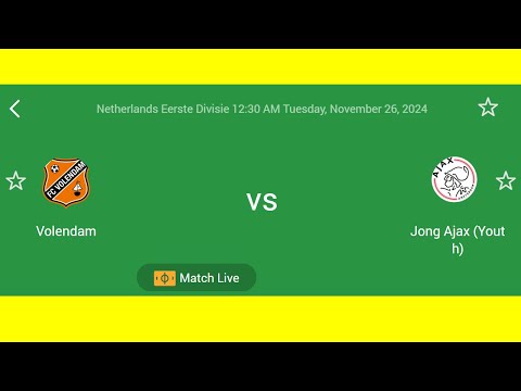 Volendam VS Jong Ajax (Youth) | Netherlands Eerste Divisie | Football Live Match Score today