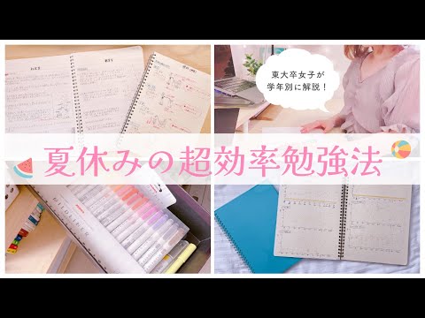 【夏休みの勉強法】東大卒女子が小中学生・高校生・大学生の学年別におすすめの過ごし方を解説🍉受験生•中高一貫生•浪人生も！