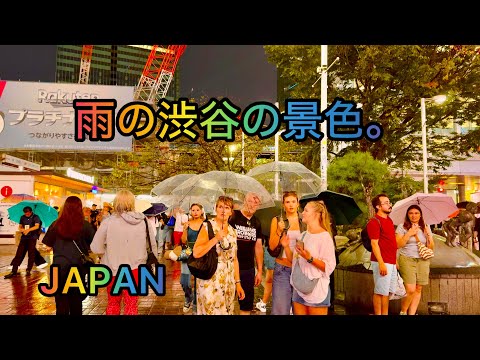 [4K 60fps] Shibuya Crowds is the Famous in the World. # Walking Tour in the Rain. Tokyo, Japan.