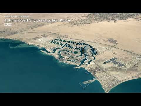 Al Khiran Pearl City Construction, Kuwait - Earth Timelapse