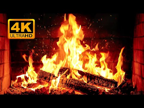 FIREPLACE 4K 🔥 Fireplace video with Burning Logs & Fire Sounds. Christmas Fireplace