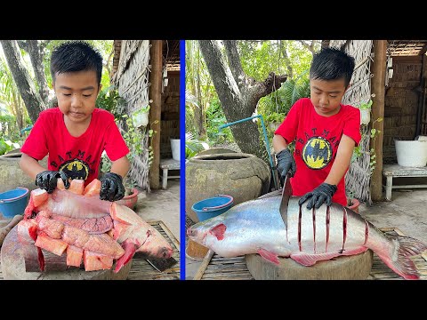 Delicious very big fish cooking with country style - Mom and son cooking/  Chef Seyhak