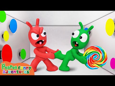 Pea Pea Plays Tag Game with Red in Mystery Room - Pea Pea Funny Adventures