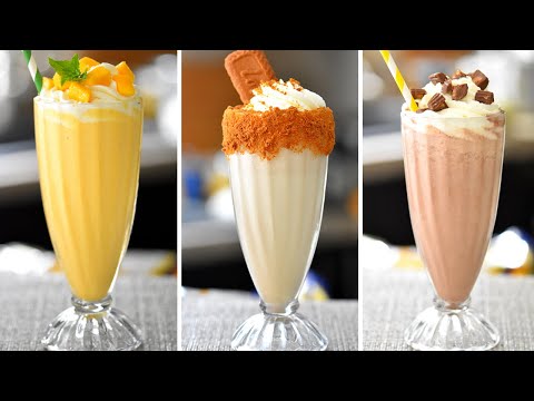 3 Delicious Milkshakes Recipe | Lotus Biscoff Milkshake | Chocolate Milkshake | Mango Milkshake