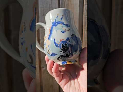 Ren Faire mug, with Dragon! #NowWhatPotteryWorks #DragonMug #Pottery #Mug #GlazeVideo #RenFaire