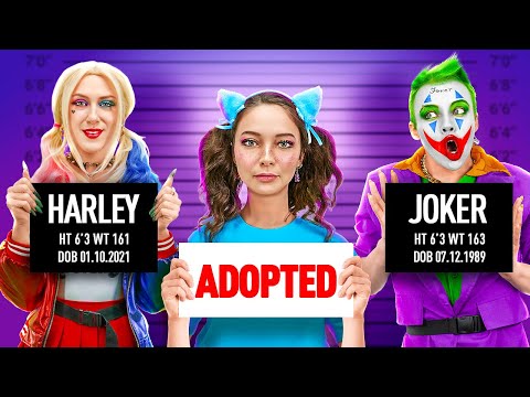 😱 I Got Adopted by Joker and Harley Quinn 🤡❤️ Best Parenting & Makeover Hacks