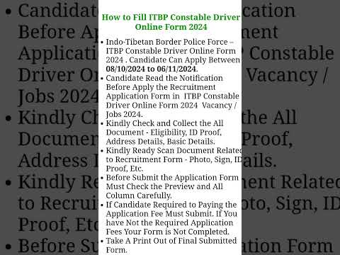 How to Fill ITBP Constable Driver Online Form 2024/ Short DetailsofNotification#karanbabuofficial800