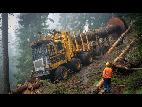 Gigantic Logging Trucks & Heavy Machinery in Action: The Power of Extreme Equipment"