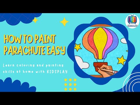 How to paint parachute easy for beginners🪂 ||Parachute air balloon || Kids coloring book