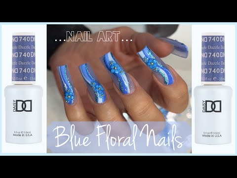 🌸spring time nails| 💅🏼Acrylic Nails| 💙Nail art blue.