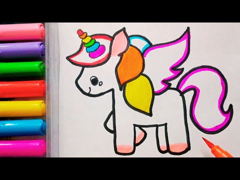 Drawing and Painting  Colorful Unicorn  for Kids & Toddlers | Simple Drawing, Coloring #drawing