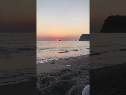 Beautiful sunset view at Buljarica beach in Montenegro filled with relaxing sounds of the sea.