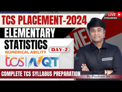 TCS NQT Preparation 2024 - ELEMENTARY STATISTICS Day-2 | By Prashant Sir | #tcsnqt2024