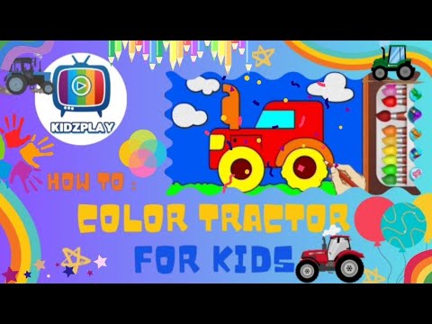 How to color Tractor🚜🚗 farm vehicle |Learn colors with tractor🎨 | Coloring book for kids📚🖌 @Kidzplay