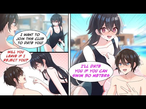 [Manga Dub] Boy who can't swim joins the swim club to date the pretty girl, and she promises to if..