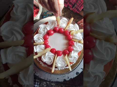 Fruit cake! easy and quick #fruitcake#birthdaycake #decoration 🎀