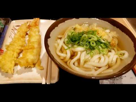 ASMR Real small udon restaurant with Roll sushi and Ebi Tempura Udon