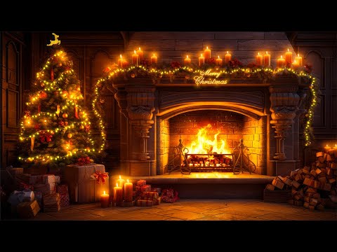 Cozy Christmas Night with Fireplace🔥🎄Fireplace with Crackling Fire Sounds | Warm Fireplace