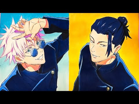 HOW TO DRAW ✨GOJO VS GETO 🔥✨ JUJUTSU KAISEN #jujutsukaisen #howtodrawanime #gojosatoru #geto #アニメ