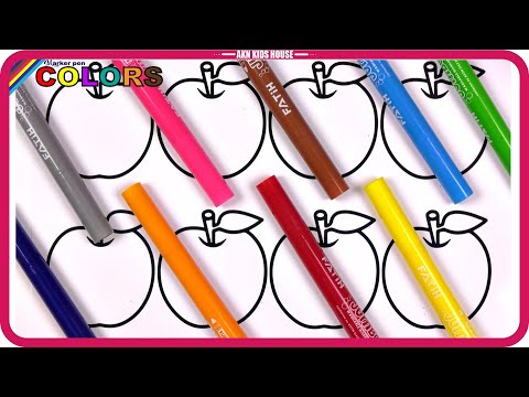 Colorful Apple  and More Drawing, Painting, Coloring for Kids & Toddlers