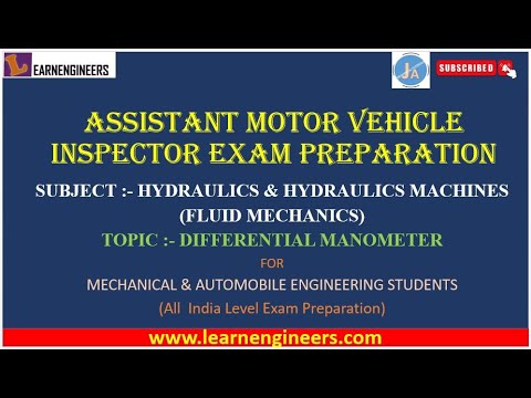 LECTURE ON DIFFERENTIAL MANOMETER FOR ASSISTANT MOTOR VEHICLE INSPECTOR EXAM PREPARATION || AMVI ||