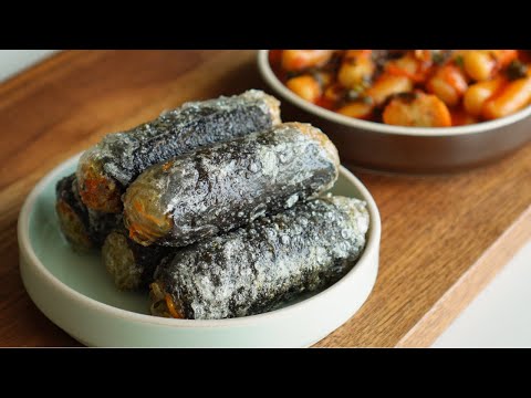 Crispy Rice Paper Seaweed Rolls (Gimmari) with Glass Noodles | Korean Street Food