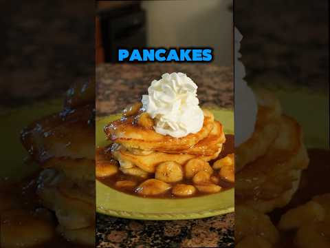 Bananas Foster Pancakes! Recipe in comments! #bananasfoster #bananapancakes #breakfastrecipe