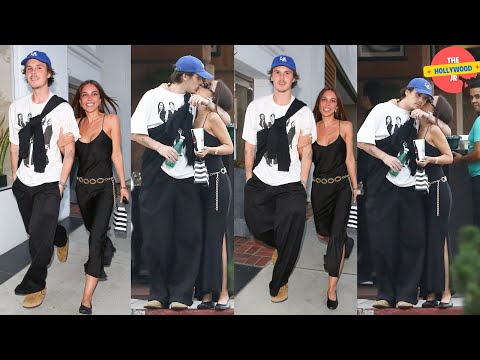 CRUZ BECKHAM AND JACKIE APOSTEL SHARE A ROMANTIC KISS DURING A BEVERLY HILLS SHOPPING TRIP!!!