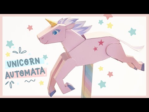 DIY Little Unicorn Automata moving toy (kirin papercraft)