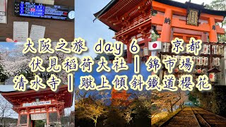 [毛粒粒vlog] 大阪之旅 day 6 🇯🇵 京都gogogo💨 ·伏見稻荷大社｜錦市場｜清水寺｜蹴上傾斜鐵道櫻花