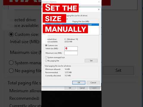 Why you should change the paging file size in Windows and how you can do it #shorts #short