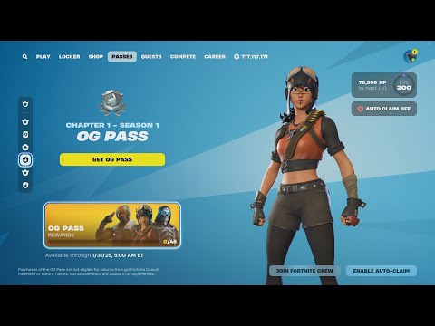 Fortnite OG: Chapter 1 - Season 1 Battle Pass (Full Showcase)