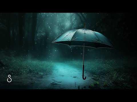 Peaceful Sleeping: Calming Rain ASMR Sounds Over A Plastic Umbrella ☔ Relaxing Thunder & Dark Screen