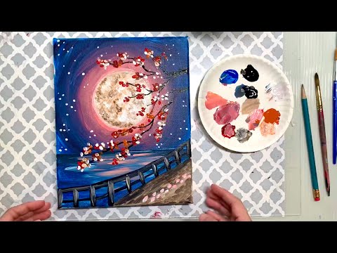 Easy Canvas Painting for Beginners Moon Light Painting, Easy Canvas Acrylic Painting for beginners