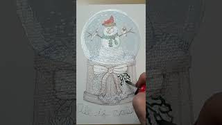 Snowman with Cardinals in snow globe christmas card. #shorts  #christmascards2023  #art #watercolor