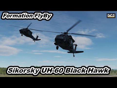 JASDF Sikorsky UH-60 Black Hawk Formation FlyBy Landing  【 爆音浴  】DCS World