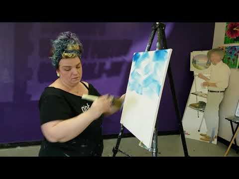 Stacey Sparrow Murphy paints like Bob Ross in her shop "Art on the Rocks"